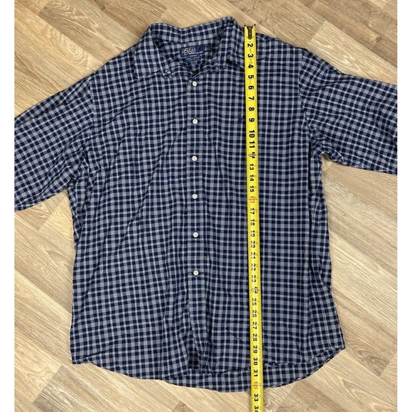 Ralph Lauren Button Down Shirt Blue Plaid Lowell Sport Cotton Men’s Size XL - Picture 5 of 7